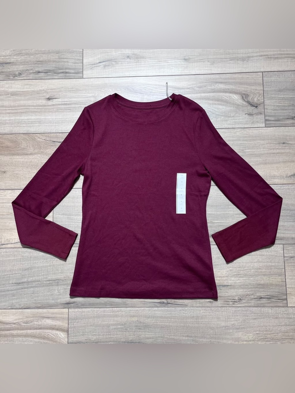 A New Day Women Long Sleeve Crew Neck Top Size Medium Burgundy